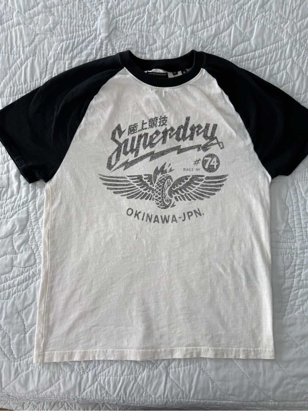 Superdry Raglan Graphic Tee - Black & White